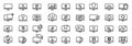 Computer icons. Flat line computer icons. Device web icons. Set of smart devices and gadgets. Flat line device icons. Device and
