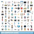 100 computer icons set, cartoon style Royalty Free Stock Photo