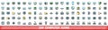 100 computer icons set, color line style Royalty Free Stock Photo