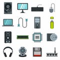 Computer icons set, flat style Royalty Free Stock Photo