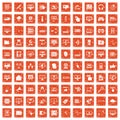 100 computer icons set grunge orange Royalty Free Stock Photo