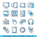 Computer icons set lines blue vector illustrat Royalty Free Stock Photo