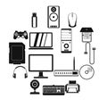 Computer icons set, simple style Royalty Free Stock Photo