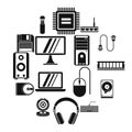 Computer icons set, simple style Royalty Free Stock Photo