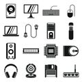 Computer icons set, simple style Royalty Free Stock Photo