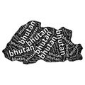 Bhutan map with name. isolated white background