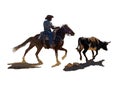 Cowboy herding a steer clipart