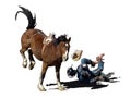 Iconic clipart of a bucking horse and rodeo cowboy