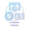 Computer industry concept icon. Hardware, software development. Programming. Data server, CPU. Information technology Royalty Free Stock Photo