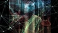 Computer infected by trojan virus computer software symbol, cyber crime target, big data data processing binary code Royalty Free Stock Photo