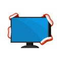 Computer is infected with viruses. Virus is biting PC. Web security concept. Vector illustration. Royalty Free Stock Photo