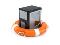 Computer inside life buoy Royalty Free Stock Photo