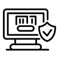 Computer insurance icon, outline style