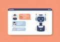 Computer interface featuring a chatbot interaction. A friendly Royalty Free Stock Photo