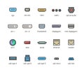 Computer interface ports icons Royalty Free Stock Photo