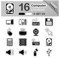 16 Computer and Internet Icons - Stickers - Symbols