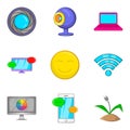 Computer issue icons set, cartoon style Royalty Free Stock Photo