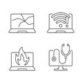 Computer issues linear icons set Royalty Free Stock Photo
