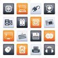 Computer Items and Accessories icons over color background Royalty Free Stock Photo