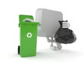 Computer key character with dustbin Royalty Free Stock Photo