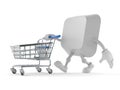 Computer key character with shopping cart Royalty Free Stock Photo