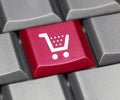 Computer key red - shopping cart Royalty Free Stock Photo