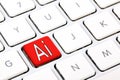 Artificial intelligence AI button on computer keyboard. Royalty Free Stock Photo