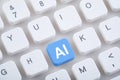 Computer keyboard with Artificial Intelligence button. Royalty Free Stock Photo