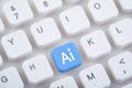 Computer keyboard with Artificial Intelligence button. Royalty Free Stock Photo