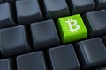 Computer keyboard with bitcoin buttons Royalty Free Stock Photo