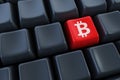 Computer keyboard with bitcoin buttons Royalty Free Stock Photo
