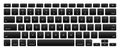 Computer keyboard with black key buttons. Computer keyboard black buttons, letters, numbers and symbols. Digital template of Royalty Free Stock Photo