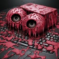 a computer keyboard with blood splattered on it Royalty Free Stock Photo