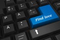 Keyboard - Blue key Find love. Royalty Free Stock Photo