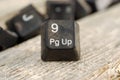 computer keyboard button number 9 on old wood background Royalty Free Stock Photo