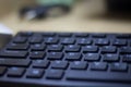Computer keyboard closeup in black backlight