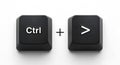 Computer keyboard ctrl and greater than key combination for shortcut, isolated on transparent background Royalty Free Stock Photo