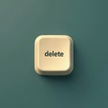 Computer keyboard delete button isolated on plain background. Key for removing files data or closing applications. Simple object Royalty Free Stock Photo