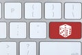 Computer keyboard with dice image. Online games concept Royalty Free Stock Photo
