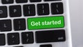 Computer keyboard with green GET STARTED button Royalty Free Stock Photo