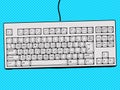 Computer keyboard hand drawn pop art style vector