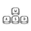 Computer keyboard key caps: WASD gaming keys.