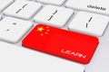 Computer Keyboard Key with China Flag and Learn Sign. 3d Rendering Royalty Free Stock Photo