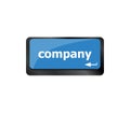 Computer Keyboard key with company button. Business concept