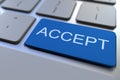 ACCEPT key on computer keyboard. 3D rendering Royalty Free Stock Photo