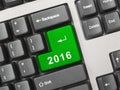 Computer keyboard with 2016 key Royalty Free Stock Photo