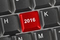 Computer keyboard with 2016 key Royalty Free Stock Photo