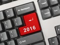 Computer keyboard with 2016 key Royalty Free Stock Photo