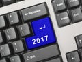 Computer keyboard with 2017 key Royalty Free Stock Photo