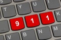 Computer keyboard with 911 key Royalty Free Stock Photo